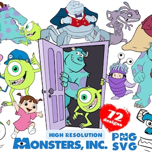 Monster Incorporation SVG Cliparts Bundle, Monsters Inc. PNG Sublimation Cliparts, Monster Inc PNG Kunst, Monster bei der Arbeit svg Bundle
