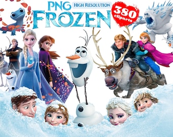 Frozen PNG Cliparts Bundle, Frozen PNG Cartoon Cliparts for Sublimation, Frozen Movie Themed Clip Arts Collection for Christmas Party PNG
