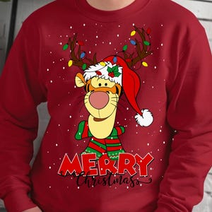 Tigger Winnie the Pooh Christmas SVG Tshirt Sublimation Clipart, Tigger Christmas Face Cartoon Sublimation Clipart, Tigger Winnie Pooh PNG