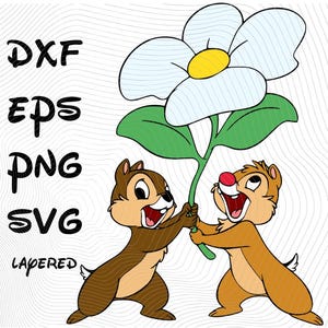 Chip 'n' Dale SVG gelaagde png dxf eps sublimatie clipart, Chip and Dale Chipmunk SVG Cartoon sublimatie clipart, Chip and Dale Nutty Tails