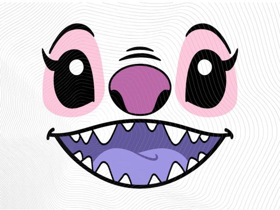 Angel Face SVG Tshirt Sublimation Clipart, Angel Stitch Face