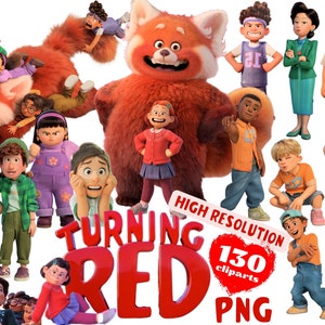 Turning Red PNG Cliparts Bundle, Turning Red PNG Cartoon Cliparts for Sublimation, Turning Red Panda Movie Themed Clip Arts Collection PNG