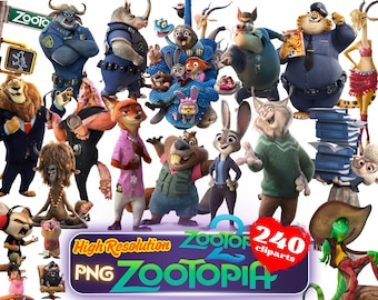 Zootopia PNG Cliparts Bundle, Zootopia PNG Cartoon Sublimation Cliparts Collection, Zootropolis Zoomania Zootopia PNG Clip Arts Pack Bundle