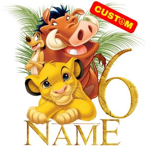 Logotipo personalizado do Rei Leão PNG, Sublimação de aniversário original do Rei Leão, Logotipo personalizado do Rei Leão com nome e idade, Camiseta do Rei Leão