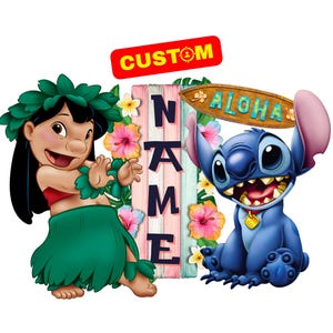 Personalisierte Lilo und Stitch kundenspezifische PNG Clipart, Geburtstag Lilo und Stitch Original Sublimation, kundenspezifisches Stitch Logo, Stitch Geburtstag T-Shirt