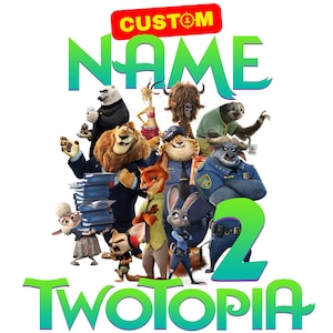 Zootopia personalizado PNG Clipart personalizado, Zootopia Sublimação de aniversário original, Logotipo personalizado Zootopia Nome Idade, Zootopia T-Shirt Cliparts