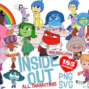 Inside Out SVG png Cliparts Bundle, Inside Out SVG Cartoon Sublimation Cliparts, Inside Out Themed Clip Arts Collection Party SVG Decoration