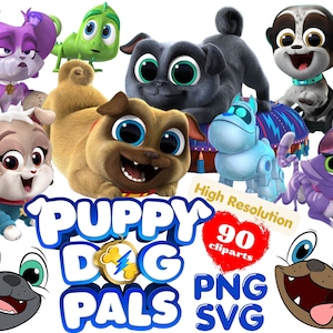 Puppy Dog Pals PNG y SVG Cliparts Bundle, Puppy Dog Pals png svg Dibujos animados Sublimación Cliparts, Puppy Dog Pals Fiesta de cumpleaños temática PNG
