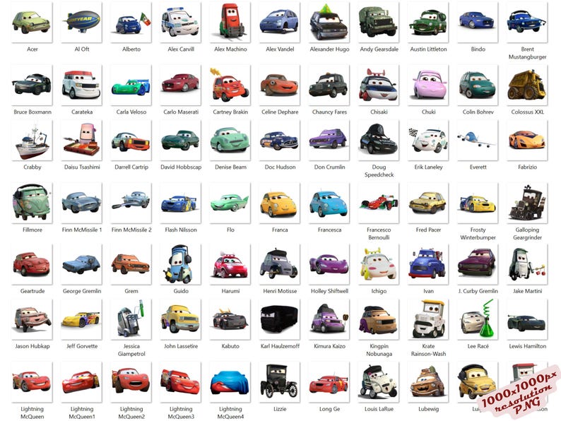 Cars PNG Cliparts Bundle, Cars PNG Cartoon Cliparts, Cars Sublimation, Lightning McQueen, Tow Mater, Cars Characters PNG Cliparts (Digital) image 8