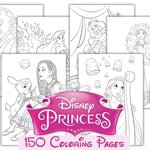 Princess KIds Coloring Pages, Various Princesses Cartoon Cliparts Coloring, Princess Sublimation Coloring Printables for Kids Activities PDF