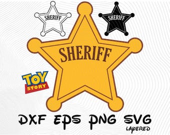ウッディ保安官バッジ SVG png dxf eps クリップアート、トイ