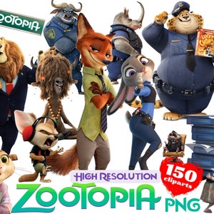 Paquete de imágenes prediseñadas PNG de Zootopia, colección de imágenes prediseñadas de sublimación de dibujos animados PNG de Zootopia, paquete de imágenes prediseñadas PNG de Zootopia Zoomania Zootopia