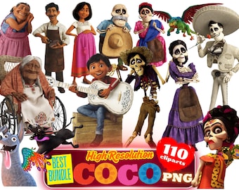 Coco PNGクリップアートバンドル、Coco昇華バンドル、Coco漫画映画をテーマにした誕生日パーティークリップアートpng、Coco PNGコレクション画像クリップ