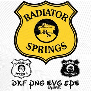 Radiator Springs Logo SVG png dxf eps Cliparts, Car Radiator Springs SVG Cartoon Clipart, Cars Sublimation Radiator Springs Vector (Digital)