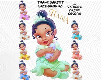 Tiana Baby PNG Clipart, The Princess and the Frog PNG Clipart Bundle, The Princess Baby Tiana PNG Cartoon Sublimation Cliparts Art (Digital)