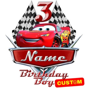 Logotipo PNG personalizado de autos personalizados, sublimación de cumpleaños original de autos, logotipo de autos personalizados con nombre y edad, imágenes prediseñadas de camiseta con adorno de pastel de autos