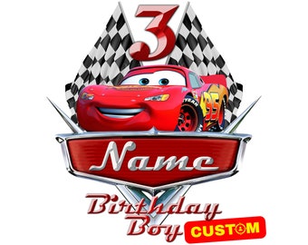 Personalized Cars Custom PNG Logo, Cars Original Birthday Sublimation, Custom Cars Logo with Name and Age, Cars Cake Topper T-Shirt Cliparts