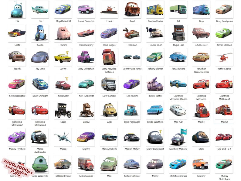 Cars PNG Cliparts Bundle, Cars PNG Cartoon Cliparts, Cars Sublimation, Lightning McQueen, Tow Mater, Cars Characters PNG Cliparts (Digital) image 5