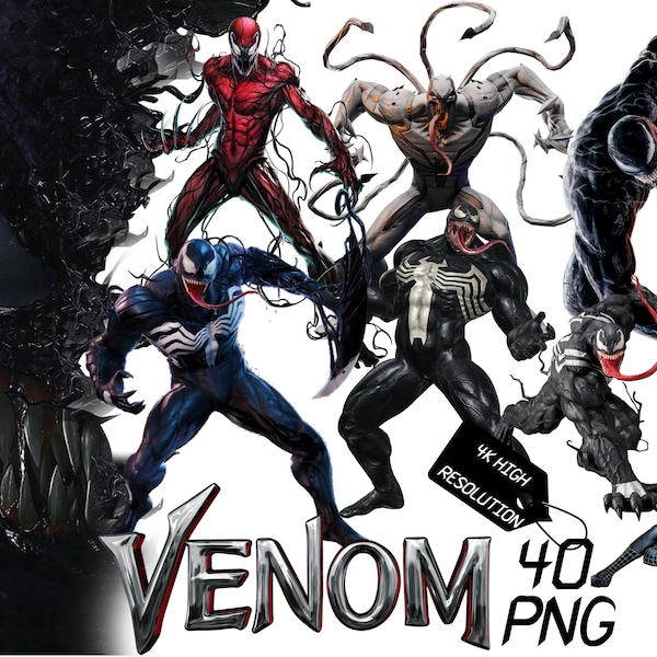 Venom PNG Cliparts Bundle, Venom & Carnage Sublimation Images, Venom Spider PNG Collection, Venom Movie Themed Birthday Party Cliparts png