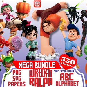 Wreck-It Ralph Cliparts MEGA Bundle, Wreck-It Ralph Sublimation Bundle, Wreck-It Ralph Movie Themed Birthday Party Cliparts png Collection