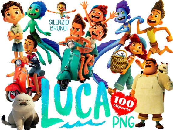 Luca PNG Cliparts Bundle, Luca Disney Sublimation Cliaprts Collection, Luca Birthday Party Cake Topper PNG, Silenzio Bruno PNG Printables