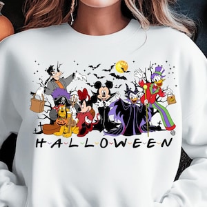 Halloween Mickey Mouse & Friends SVG PNG Clipart, Mickey Mouse Friends Halloween Cartoon Tshirt Hoodie Sublimation Clipart SVG File Download