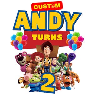 Toy Story Geburtstag Name Logo PNG, Toy Story Original Geburtstag Sublimation, Custom Toy Story Kinder Geburtstag Name Abzeichen PNG