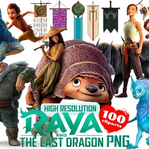 Raya y el último dragón PNG Cliparts Bundle, Raya y la colección de sublimación del último dragón, Raya y el último dragón dibujos animados PNG Clip Art