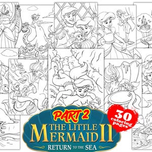 The Little Mermaid II Return to the Sea Coloring Book, The Little Mermaid Ariel Coloring Pages for Kids Activity, Little Mermaid Printables
