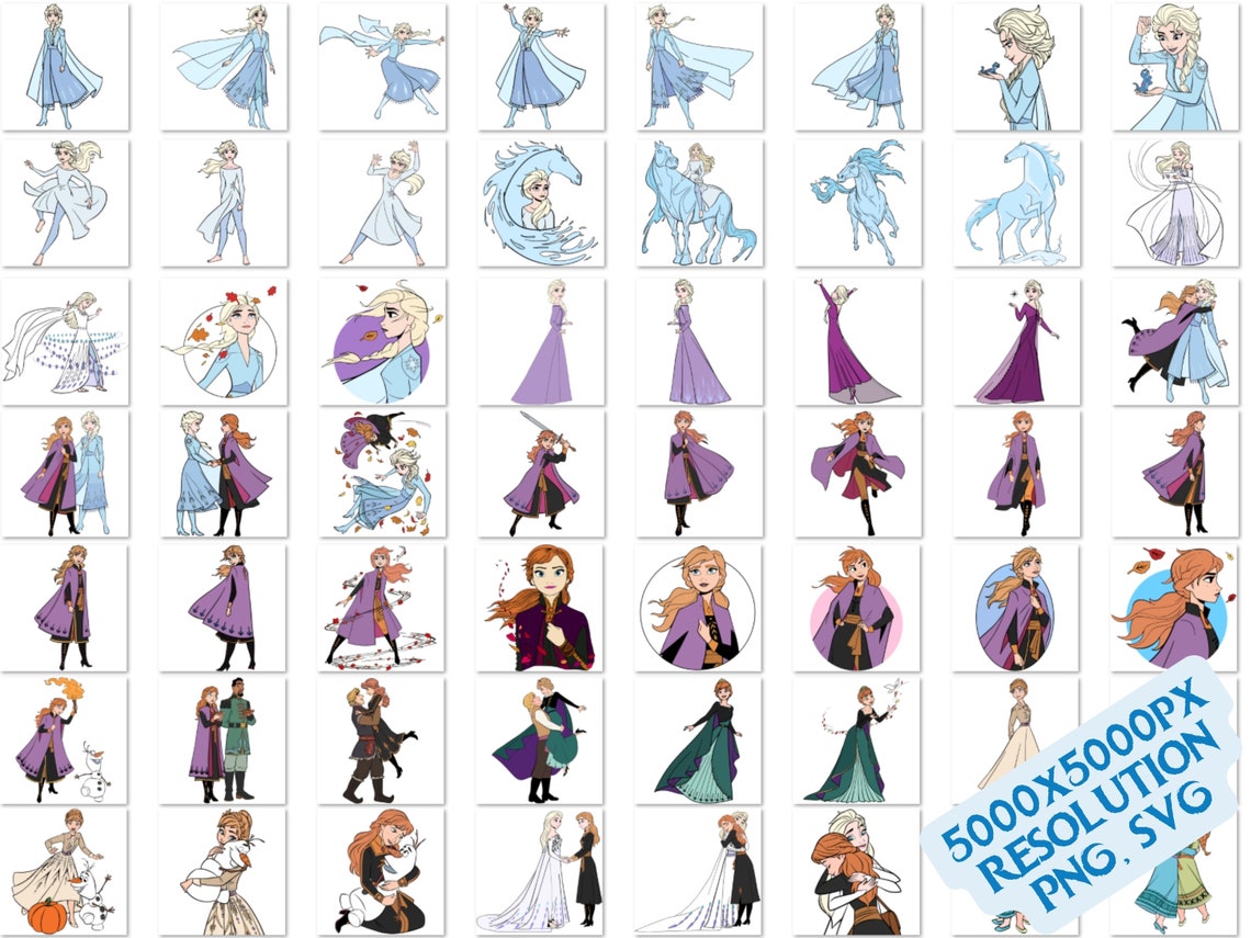 Frozen II SVG Cliparts Bundle, Frozen Svg Cartoon Cliparts for ...