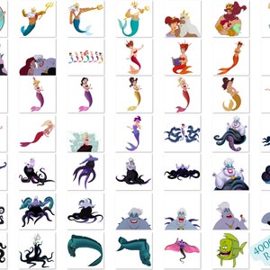 Pode incluir: Uma cole&ccedil;&atilde;o de ilustra&ccedil;&otilde;es digitais com personagens do filme da Disney A Pequena Sereia. As ilustra&ccedil;&otilde;es incluem Ariel, &Uacute;rsula, o Rei Trit&atilde;o e outros personagens do filme. As ilustra&ccedil;&otilde;es s&atilde;o em estilo de desenho animado e s&atilde;o adequadas para uso em uma variedade de projetos.