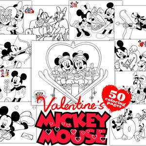 Micky Maus & Freunde Valentinstag Malbuch, Micky Maus Minnie Pluto Goofy Daisy Donald Duck Malseiten für Kinderaktivitäten