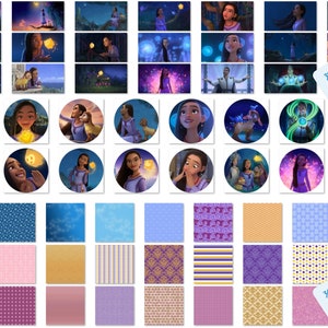 May include: A digital collage of images featuring a young woman with long dark hair, a purple dress, and a glowing orb. The collage also includes images of a man with a beard, a blue and gold patterned background, and a group of people. The text "3600x3600PX RESOLUTION JPG, PNG" is visible in the bottom right corner of the image.
