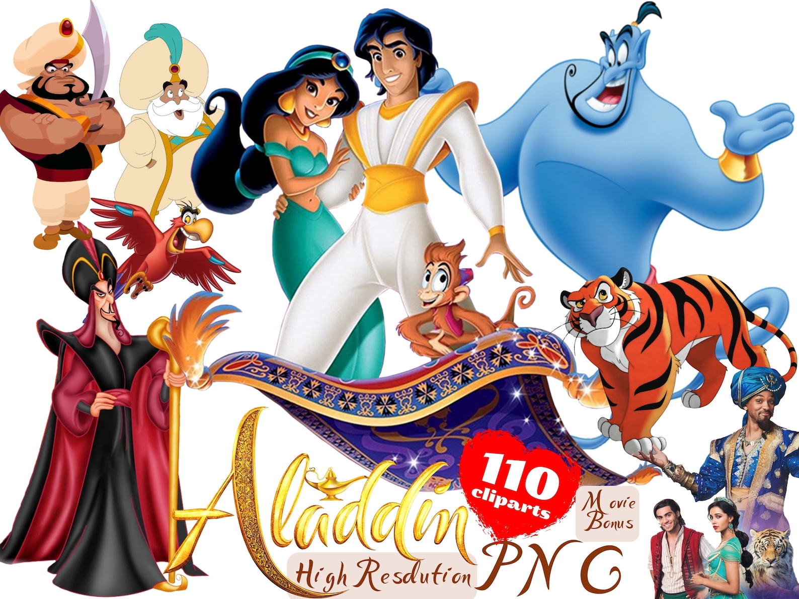 Aladdin PNG Cliparts Bundle, Aladdin PNG Cartoon Sublimation Cliparts ...