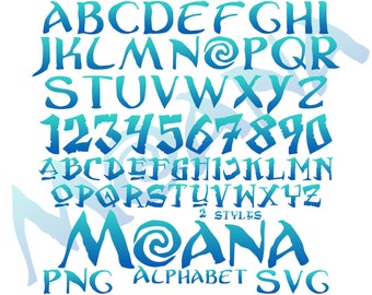 Moana Alphabet Letters Cliparts Bundle, Moana PNG Cartoon Letters Cliparts for Sublimation, Moana Movie Themed Font Bundle Cliparts png svg