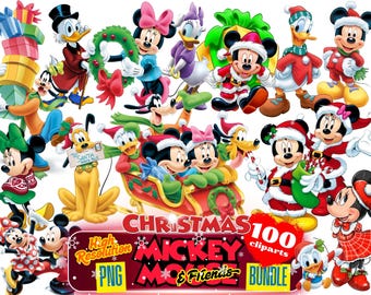 Mickey Mouse & Friends Christmas PNG Bundle, Mickey Mouse Christmas Carol PNG Cartoon Sublimation Cliparts, Mickey's Christmas Movie Themed