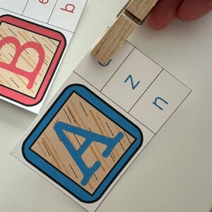 Tarjetas de clip del alfabeto, tarjetas de identificación de letras, tarjetas de coincidencia del alfabeto