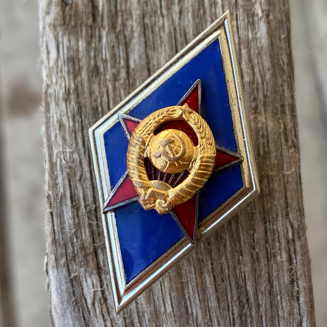 Vintage Soviet Military Academy Graduate Badge – USSR Officer Enamel ...