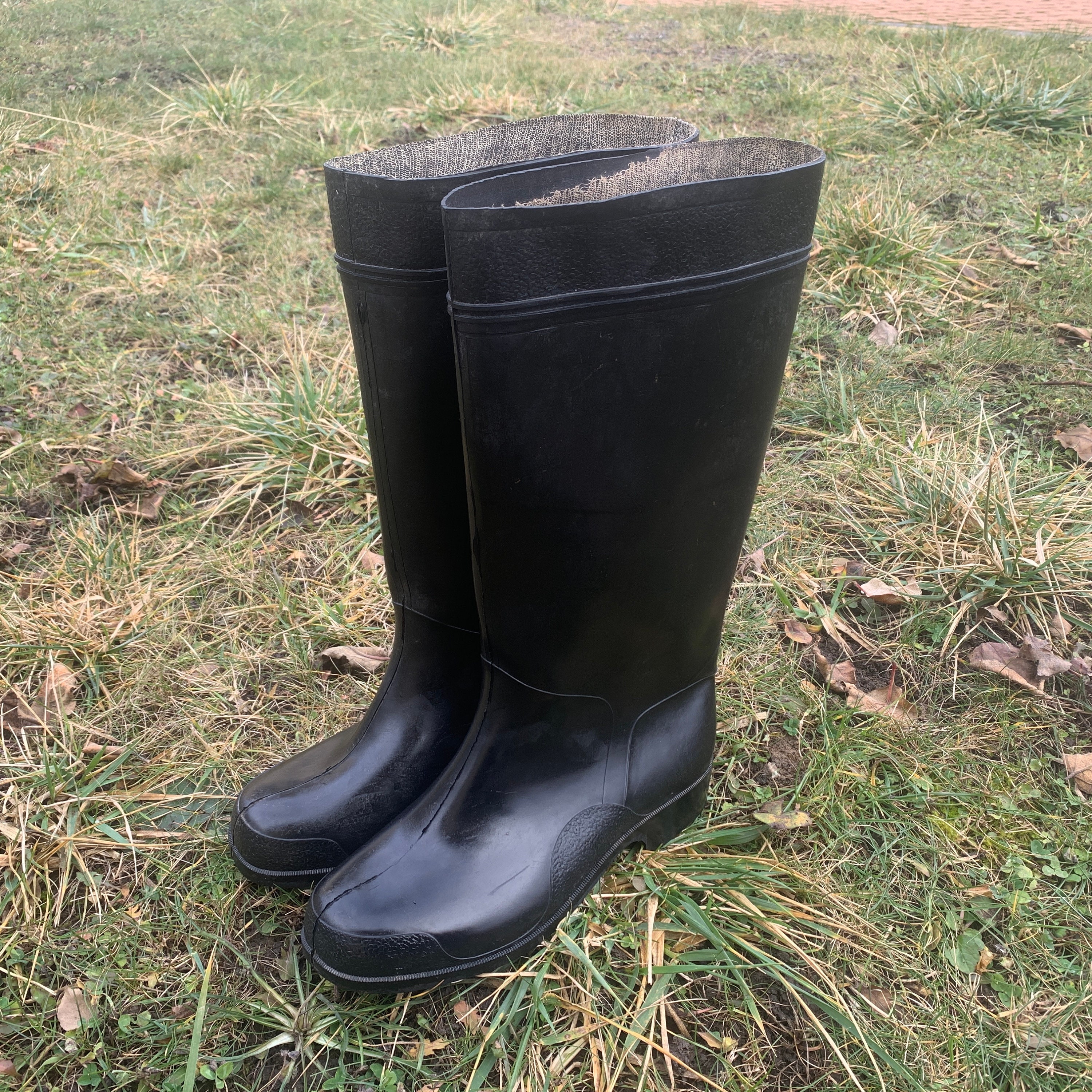 Black rubber boots Etsy