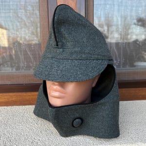 Vintage Swiss Army 3 Functions Military Pilotka Cap Wool Hat Uniform 56 size.