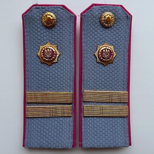 Vintage 1990er Jahre, Ukrainische MWD Polizei Miliz Militäroffizier Schultergurte Epauletten.