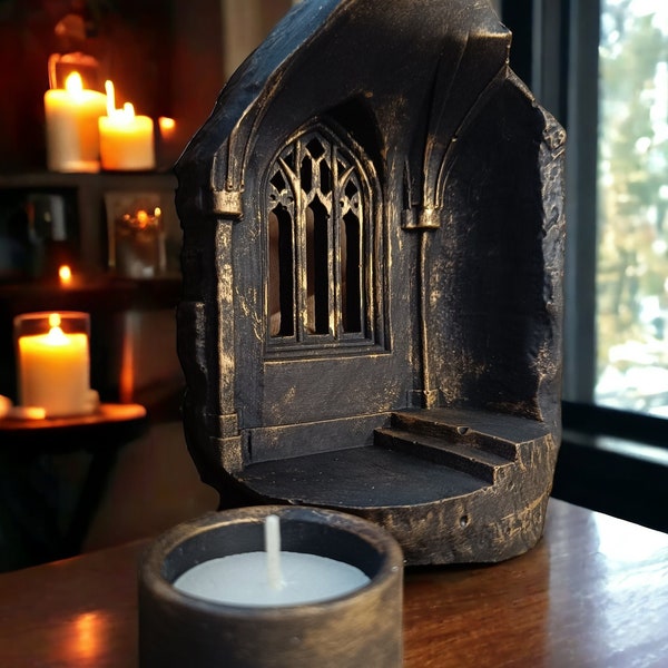 Book shelf decor | tealight holder | old church |book nook | fantasy book | gothic decor | candle | gothic castle |castle |