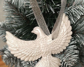 Adorno navideño de palomas blancas como en "Solo en casa" / Decoración navideña de pájaros blancos / Decoración para árbol de Navidad / Hecho a mano