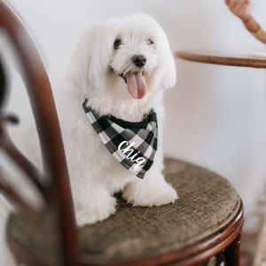 Personalized White Plaid Dog Christmas Plaid Bandana Neckwear with multiple colors. Green Red Blue and White Plaid Bandana