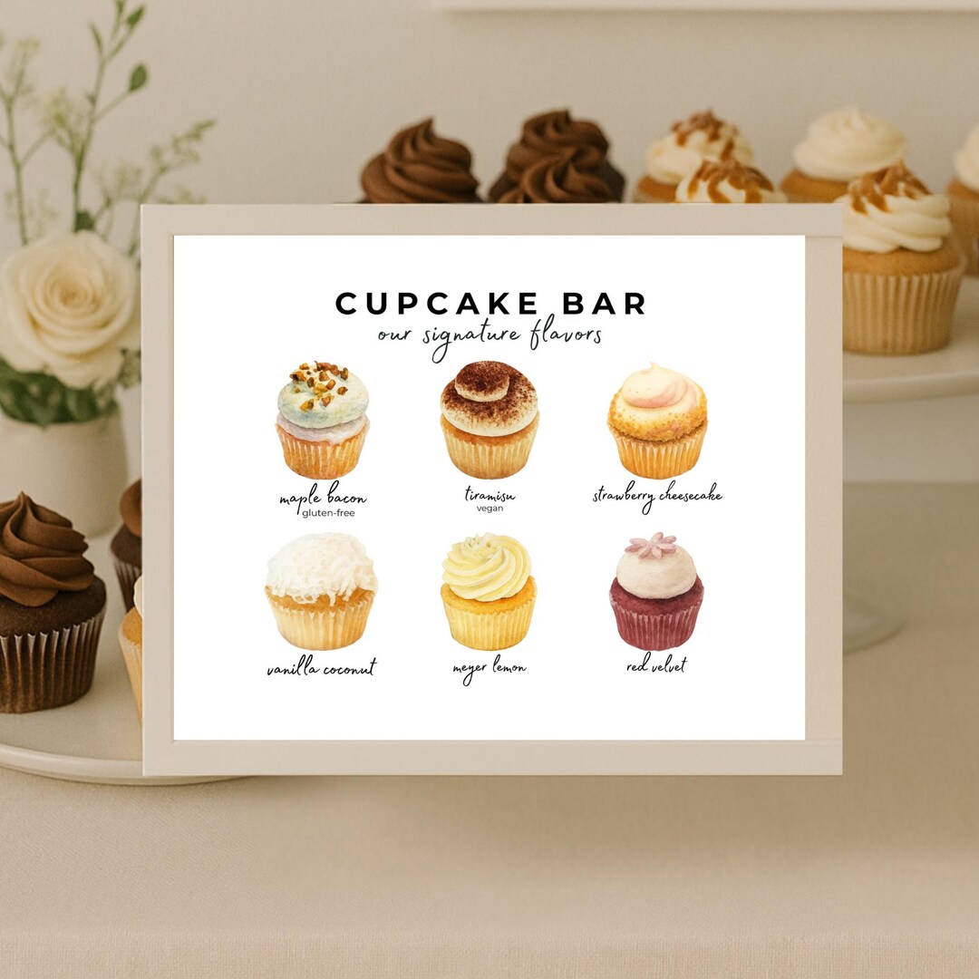 Cupcake Bar Sign Printable | Wedding Dessert Table Sign, Birthday Baby ...