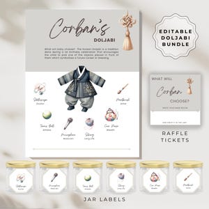 Navy Blue Hanbok Doljabi Board Poster Bundle (Digital Template)