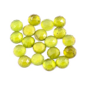 Natural Peridot  Rose Cut Slice Faceted Cut Top Quality;For Making Jewelry Round Shape