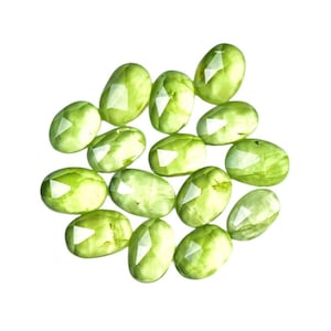 Natural Peridot Oval  Shaped  Rose Cut Slice Gemstone Excellent Quality For Making Jewelry 4.8x6.8mm