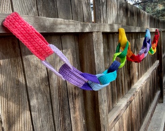 Crochet Rainbow Paper Chain Garland - Handmade Gardlan - Crochet Paper Chain