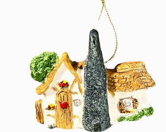 Whimsical Cottage Ornament: Hand-Painted Dream Tree Decor
